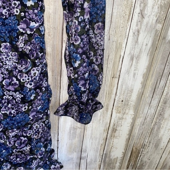 Vici Floral Ruched Mini Dress Black & Purple - Picture 7 of 8